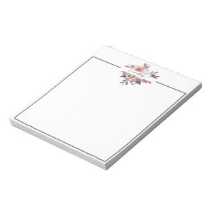 Bloc-note Rose pastel et floral personnalisé violet