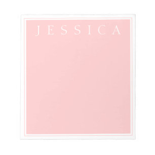 Bloc-note Rose Rose clair Votre nom en blanc