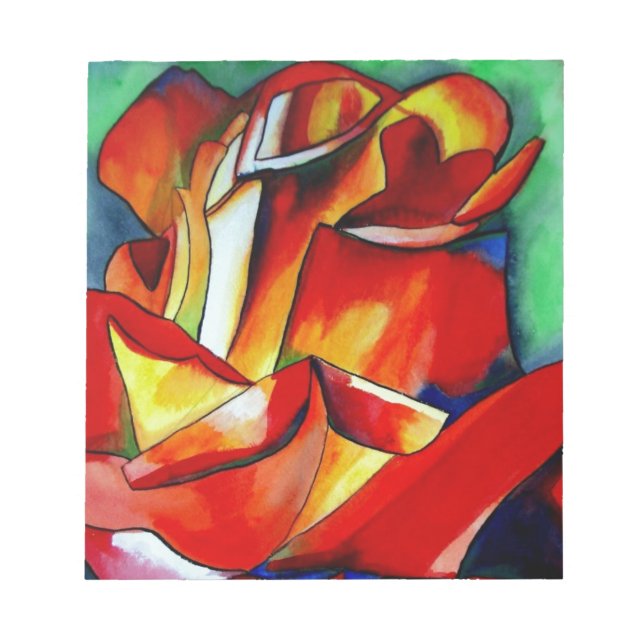 Bloc-note Rose rouge France Libre aquarelle art (Devant)