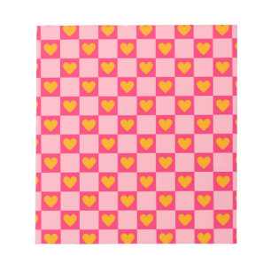 Bloc-note Rose rouge jaune coeur amour À damiers Y2K Motif