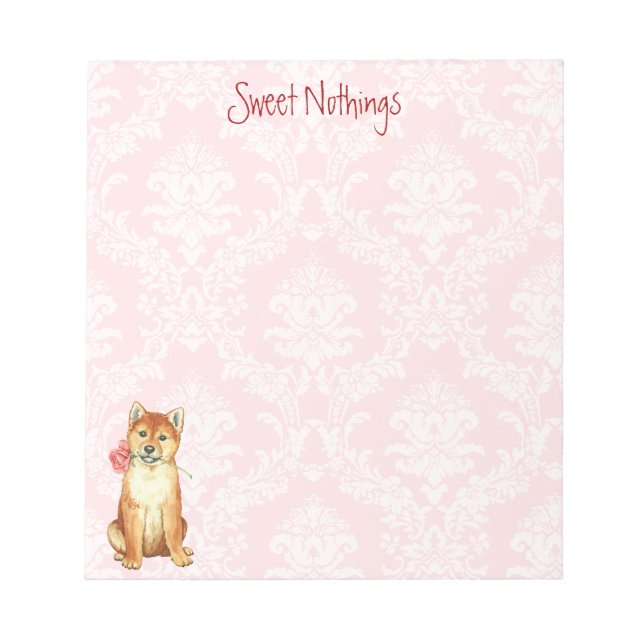 Bloc-note Rose Valentin Shiba Inu (Devant)