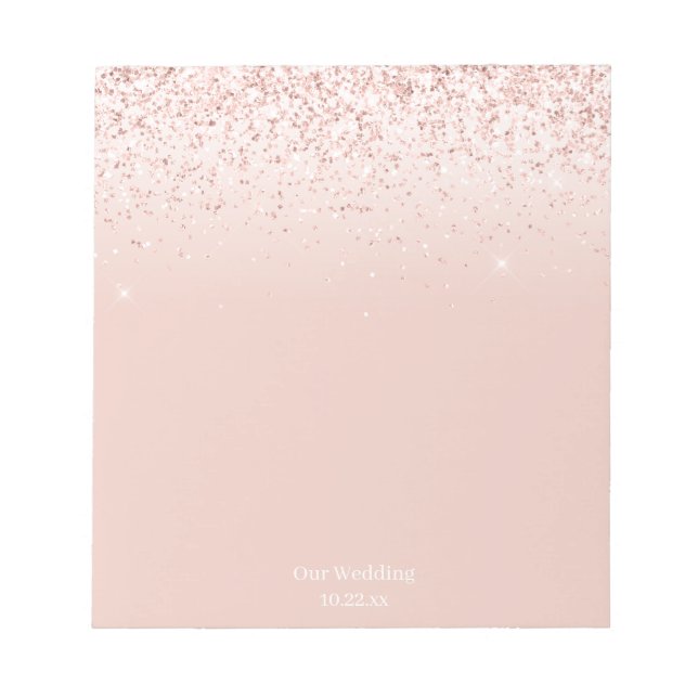 Bloc-note Rose Vierge Notre Mariage Daté (Devant)