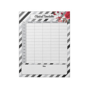 Bloc-note Roses en bandes _ Horaire clinique