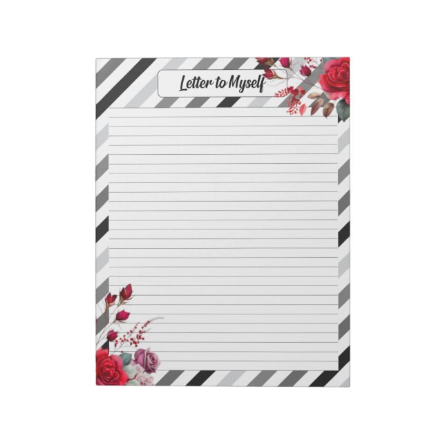 Bloc-note Roses en bandes _ Lettre à moi (Tourné)