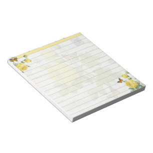 Bloc-note Roses et papillons jaunes