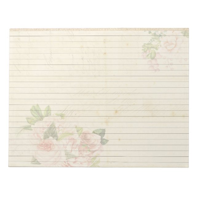 Bloc-note Roses roses douces sur papier d'antiquité (Devant)