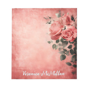 Bloc-note Roses roses sur l'Arrière - plan rose