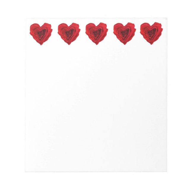 Bloc-note Roses rouges en forme de coeur Saint Valentin (Devant)
