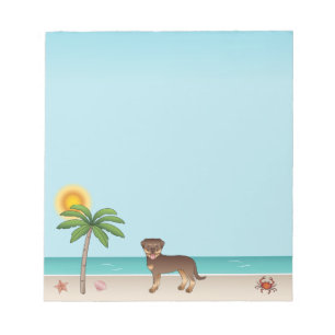 Bloc-note Rottweiler rouge et fauve sur une plage tropicale 