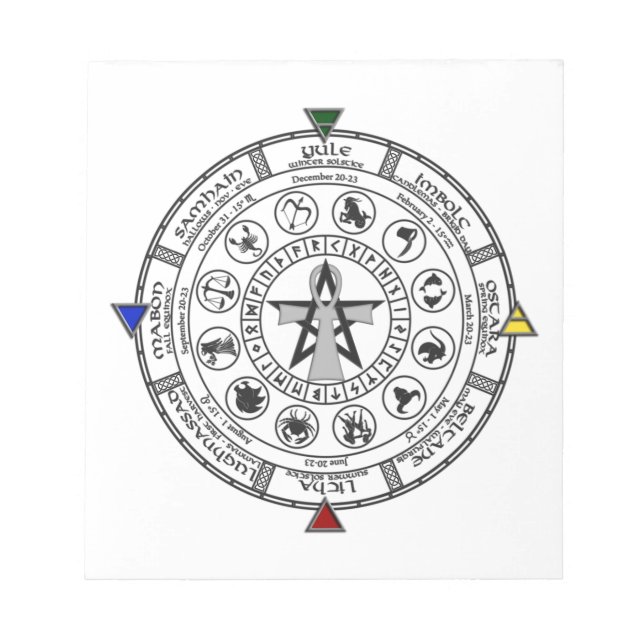 Bloc-note Roue de l'année Zodiac Sabbats Runes (Devant)