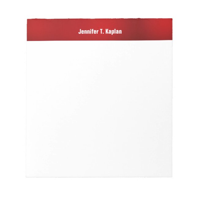 Bloc-note Rouge Blanc Bold Nom Plain Professional Modern (Devant)