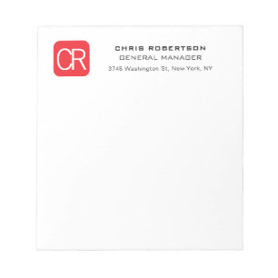 Bloc-note Rouge Blanc Professionnel Uni Monogrammé