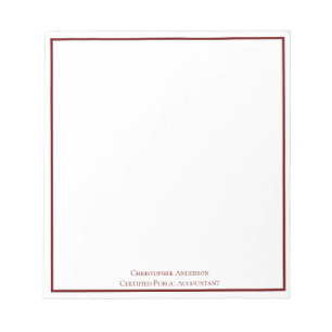 Bloc-note Rouge foncé blanc Professionnel Personnalisé