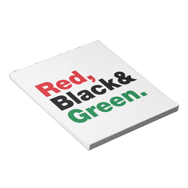 Bloc-note Rouge, Noir et Vert. (Incliné)