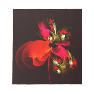 Bloc-note Rouge Vert Floral Moderne Art Abstrait Motif #02