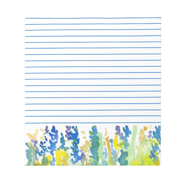 Bloc-note Royal Bleu clair Aquarelle Jaune Fleurs Liner (Devant)