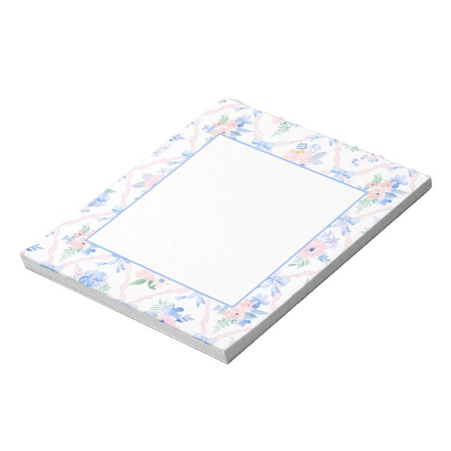 Bloc-note Ruban floral préppy Bows Grandmillennial (Tourné)