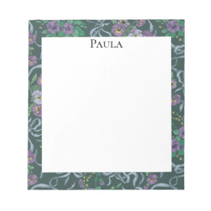 Bloc-note Rubans bleus de pensée violette vintage victorienn