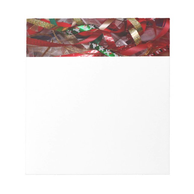 Bloc-note Rubans de Noël Rouge Vert et Or Vacances (Devant)