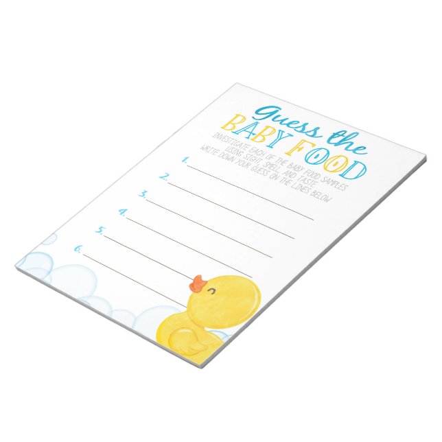 Bloc-note Rubber Duck Guess The Baby Food Game Réponse Pack (Incliné)