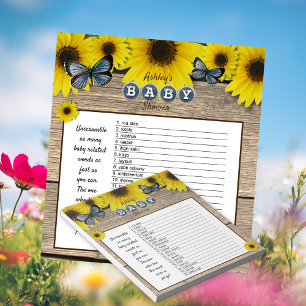 Bloc-note Rustic Sunflower Baby Shower Word Scramble Game