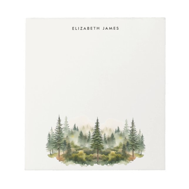 Bloc-note Rustique aquarelle Foggy Pie Forest personnalisée (Devant)