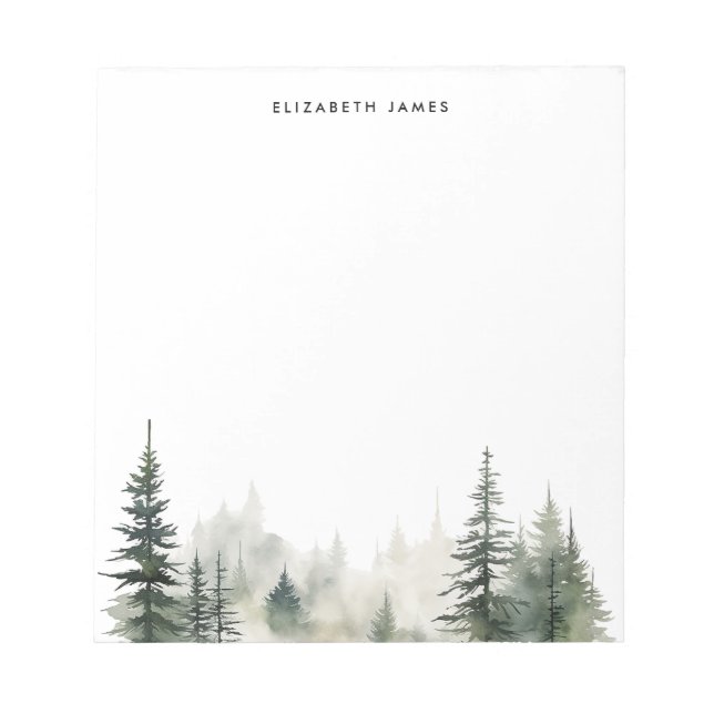 Bloc-note Rustique aquarelle Foggy Pie Forest personnalisée (Devant)