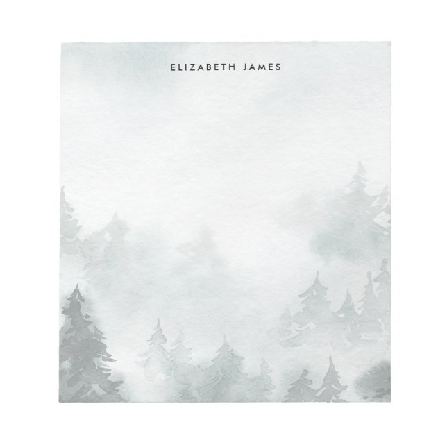 Bloc-note Rustique aquarelle Forêt verte personnalisée (Devant)