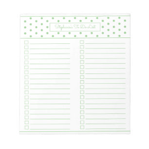 Bloc-note Sage simple Pointe Deux colonnes à faire Liste de