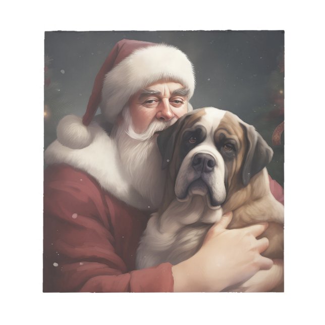 Bloc-note Saint Bernard avec le Père Noël Festif Noël (Devant)