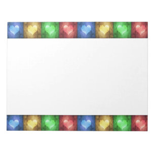 Bloc-note Saint Valentin coloré Coeurs rustiques