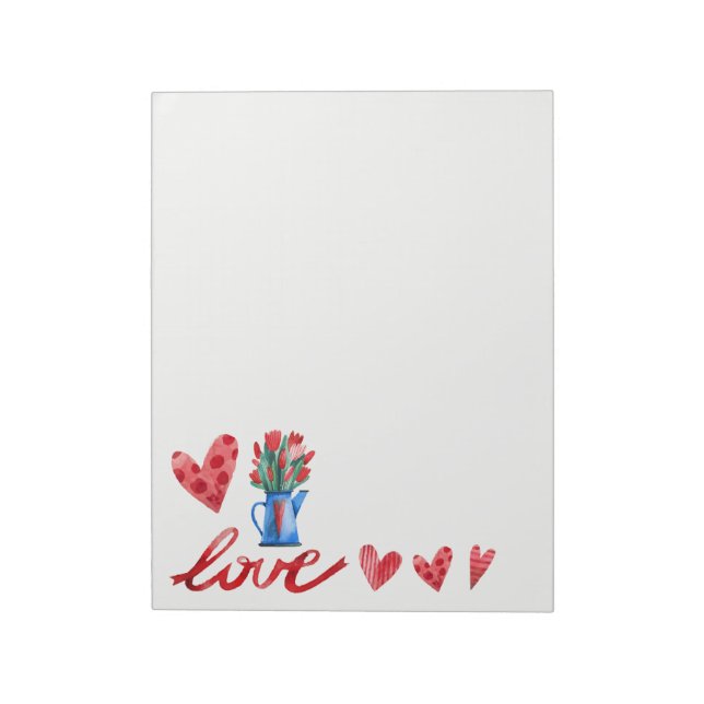 Bloc-note Saint Valentin Fleurs de tulipe Vase coeur (Tourné)