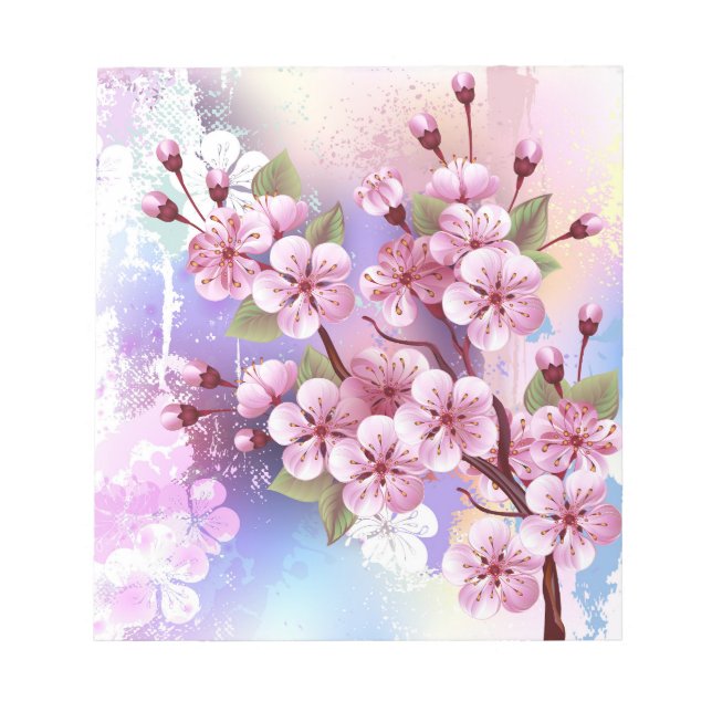 Bloc-note Sakura rose sur la peinture Arrière - plan (Devant)