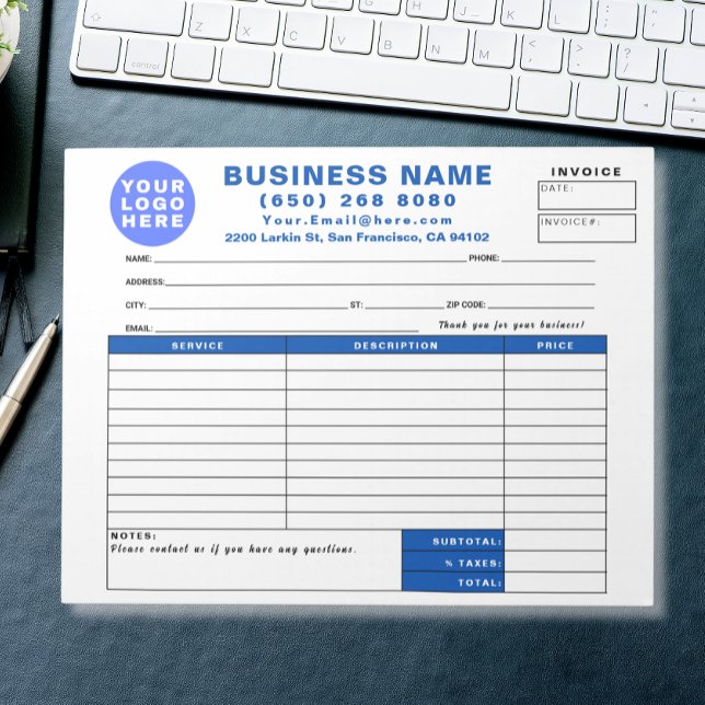 Bloc-note Sales Invoice Form Custom Printed with Your Info (Créateur téléchargé)