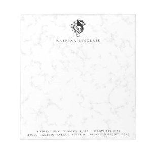 Bloc-note Salon de coiffure moderne en marbre Logo d'affaire