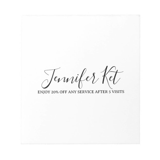 Bloc-note Salon spa business discount offer website visits a (Devant)