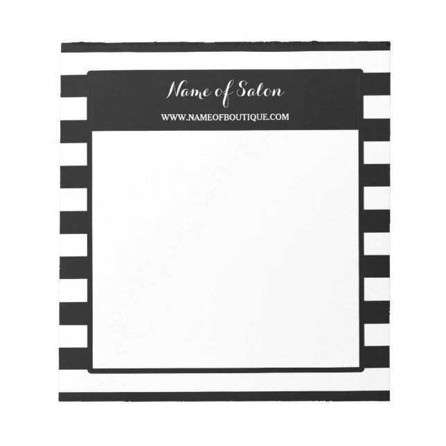 Bloc-note Salon tendance Black White Stripes Coiffure et bea (Devant)