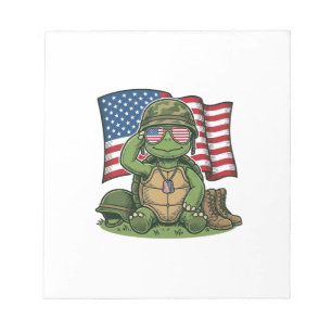 Bloc-note Salut de tortue patriotique Vector Design_1