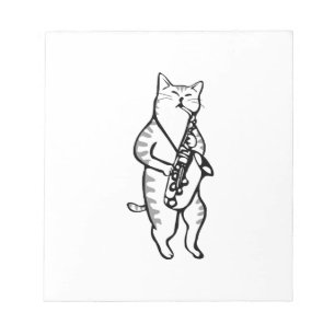 Bloc-note Saxophone Instrument Musique Jazz Cat Post-it Note