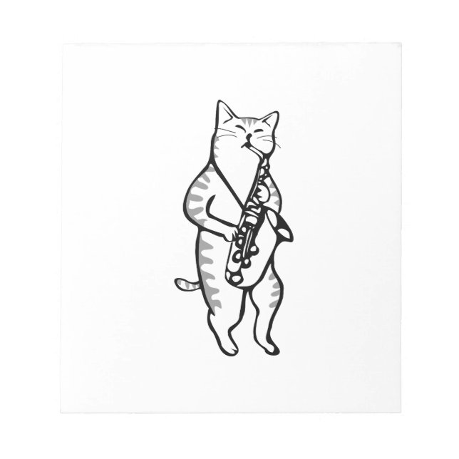 Bloc-note Saxophone Instrument Musique Jazz Cat Post-it Note (Devant)