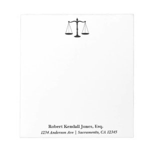 Bloc-note Scales de justice Black Lawyer Attorney Notepad