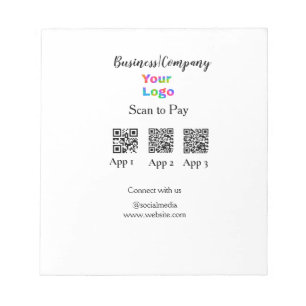 Bloc-note Scanner pour payer le logo de l'entreprise code Q 