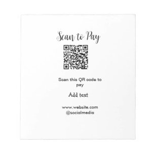 Bloc-note Scannez pour payer, scannez le code QR, ajoutez le