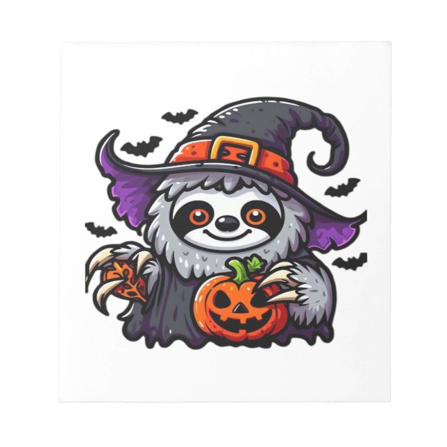 Bloc-note Scary Halloween Sloth Witch Hat Costume Spooky Sea (Devant)