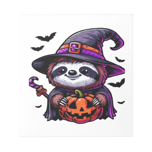 Bloc-note Scary Halloween Sloth Witch Hat Costume Spooky Sea (Devant)