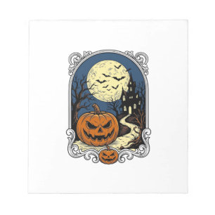 Bloc-note Scène de citrouille hantée Art vectoriel Halloween