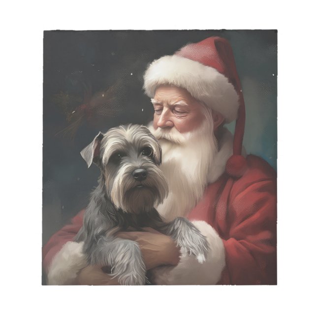 Bloc-note Schnauzer avec Noël Festif du Père Noël (Devant)