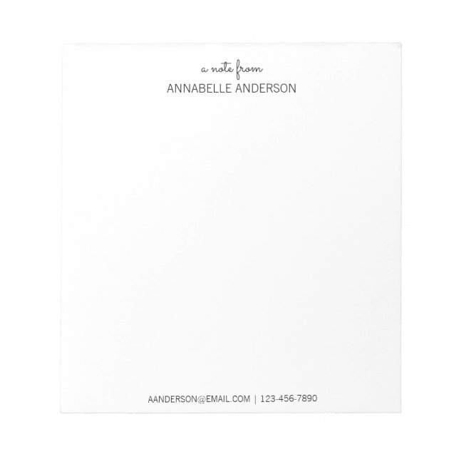 Bloc-note Script Black Moderne Personnalisé Une Note Du Nom (Devant)