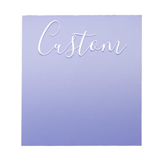 Bloc-note Script cursif modifiable | Violet blanc et violet (Devant)