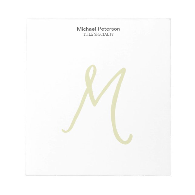 Bloc-note Script de calligraphie Monogramme initial moderne (Devant)